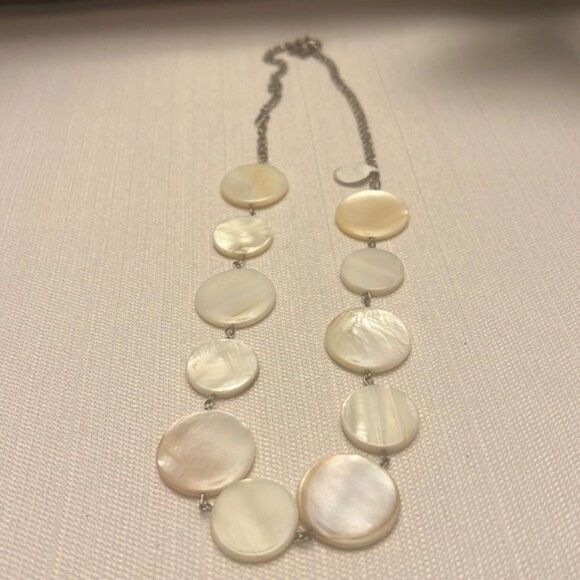 Hand Crafted Jewelry - Handcrafted white stone necklace on silver tone chain